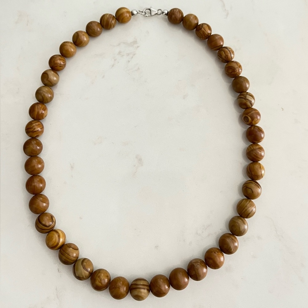 Peanut Wood Jasper 10mm Beaded Necklace